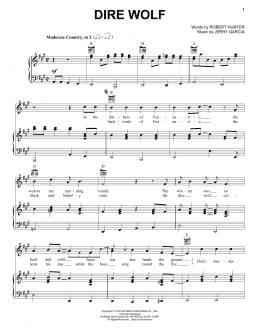 page one of Dire Wolf (Piano, Vocal & Guitar Chords (Right-Hand Melody))