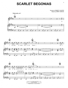 page one of Scarlet Begonias (Piano, Vocal & Guitar Chords (Right-Hand Melody))