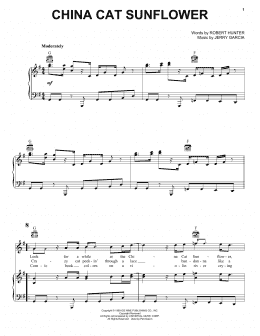 page one of China Cat Sunflower (Piano, Vocal & Guitar Chords (Right-Hand Melody))