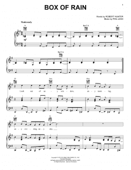 page one of Box Of Rain (Piano, Vocal & Guitar Chords (Right-Hand Melody))