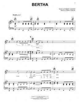 page one of Bertha (Piano, Vocal & Guitar Chords (Right-Hand Melody))