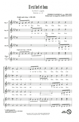 page one of Il Est Bel Et Bon (A Good And Handsome Man) (SSA Choir)