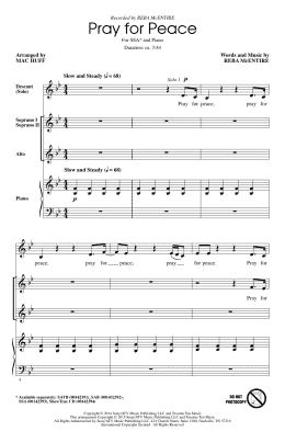 page one of Pray For Peace (SSA Choir)