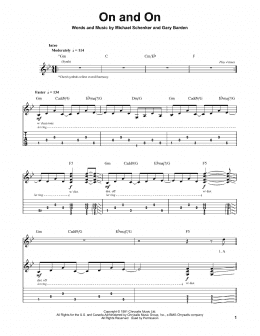 page one of On And On (Guitar Tab (Single Guitar))