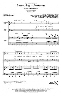 page one of Everything Is Awesome (from The Lego Movie) (arr. Roger Emerson) (SATB Choir)