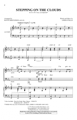 page one of Stepping On The Clouds (SATB Choir)
