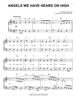page one of Angels We Have Heard On High (Easy Piano)
