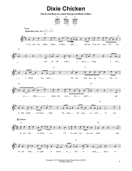 page one of Dixie Chicken (Easy Guitar)
