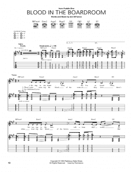 page one of Blood In The Boardroom (Guitar Tab)