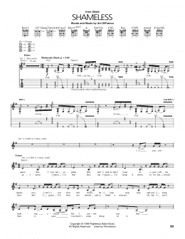 page one of Shameless (Guitar Tab)