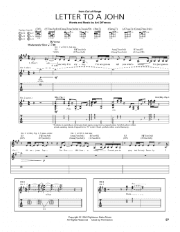 page one of Letter To A John (Guitar Tab)