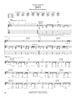 page one of Shy (Guitar Tab)