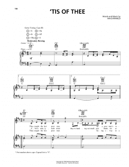page one of 'Tis Of Thee (Piano, Vocal & Guitar Chords (Right-Hand Melody))