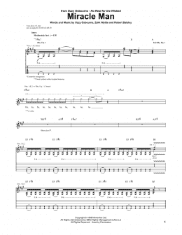 page one of Miracle Man (Guitar Tab)