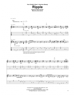 page one of Ripple (Guitar Tab)
