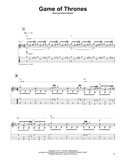 page one of Game Of Thrones - Main Title (Guitar Tab)
