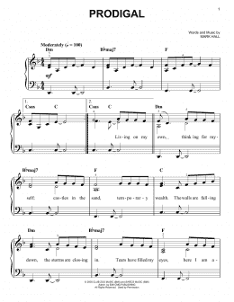 page one of Prodigal (Easy Piano)