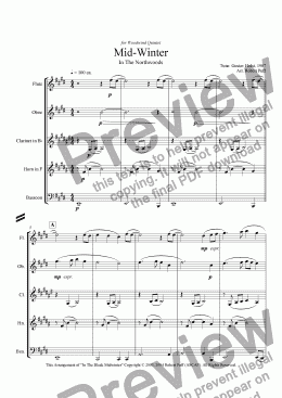 page one of Mid - Winter In The Northwoods (woodwind quintet)