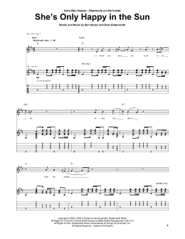 page one of She's Only Happy In The Sun (Guitar Tab)