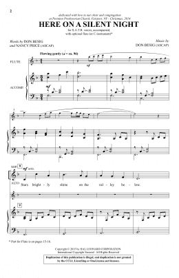 page one of Here On A Silent Night (SATB Choir)