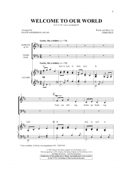 page one of Welcome To Our World (SATB Choir)