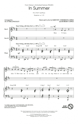 page one of In Summer (from Frozen) (arr. Alan Billingsley) (2-Part Choir)