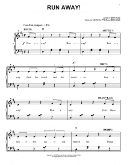 page one of Run Away! (from Monty Python's Spamalot) (Easy Piano)