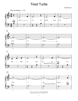 page one of Tired Turtle (Educational Piano)