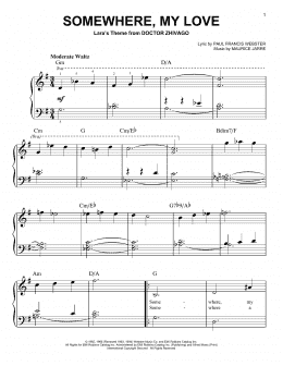 page one of Somewhere, My Love (Very Easy Piano)