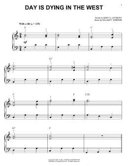 page one of Day Is Dying In The West (Easy Piano)