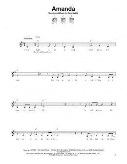 page one of Amanda (Easy Guitar)