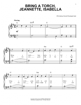 page one of Bring A Torch, Jeannette, Isabella (Easy Piano)