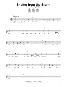 page one of Shelter From The Storm (Easy Guitar)
