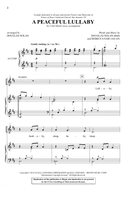 page one of A Peaceful Lullaby (2-Part Choir)