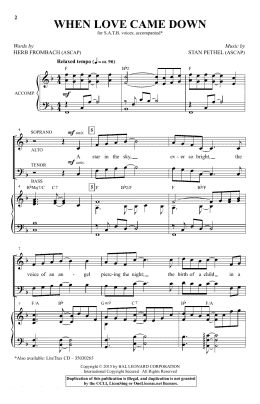 page one of When Love Came Down (SATB Choir)