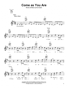 page one of Come As You Are (Ukulele)