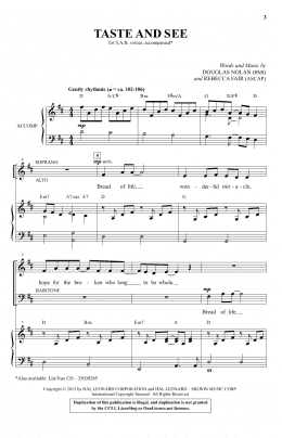 page one of Taste And See (SAB Choir)