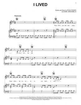 page one of I Lived (Piano, Vocal & Guitar Chords (Right-Hand Melody))