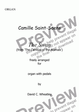 The Swan (Carnival of the animals) for organ solo - Download PDF file