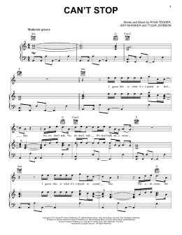 page one of Can't Stop (Piano, Vocal & Guitar Chords (Right-Hand Melody))
