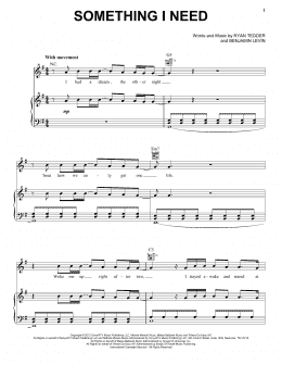 page one of Something I Need (Piano, Vocal & Guitar Chords (Right-Hand Melody))