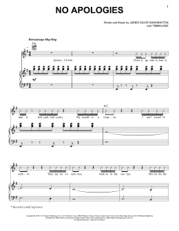 page one of No Apologies (Piano, Vocal & Guitar Chords (Right-Hand Melody))