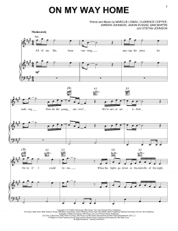 page one of On My Way Home (Piano, Vocal & Guitar Chords (Right-Hand Melody))