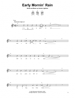 page one of Early Mornin' Rain (Easy Guitar)