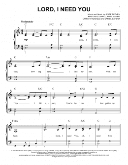 page one of Lord, I Need You (Easy Piano)