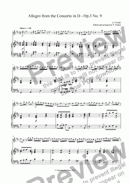 page one of Allegro from the Concerto in D Major