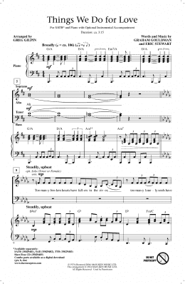 page one of Things We Do For Love (SATB Choir)