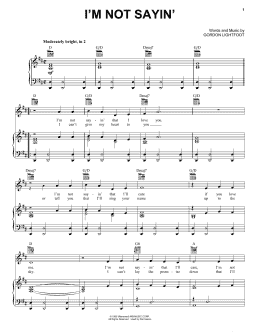 page one of I'm Not Sayin' (Piano, Vocal & Guitar Chords (Right-Hand Melody))