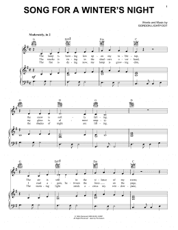 page one of Song For A Winter's Night (Piano, Vocal & Guitar Chords (Right-Hand Melody))