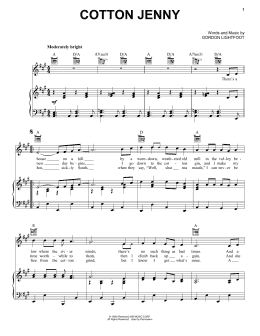 page one of Cotton Jenny (Piano, Vocal & Guitar Chords (Right-Hand Melody))